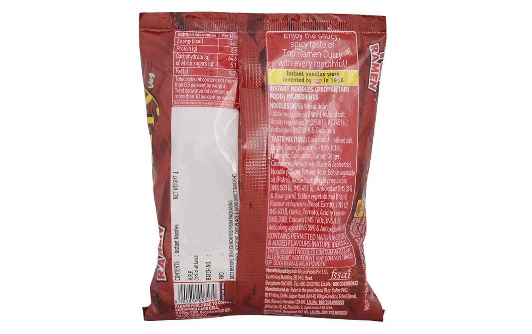 Top ramen Curry Saucy Flat Noodles   Pack  70 grams